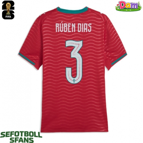 Portugal Ruben Dias #3 Hemmatröja Kvinnor VM 2026 Kortärmad